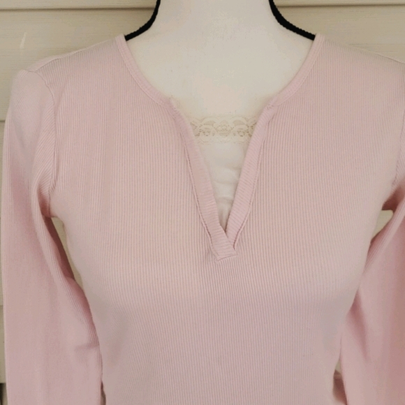 Pink & White Long Sleeve 2 For Top Juniors Size XS - Picture 2 of 4